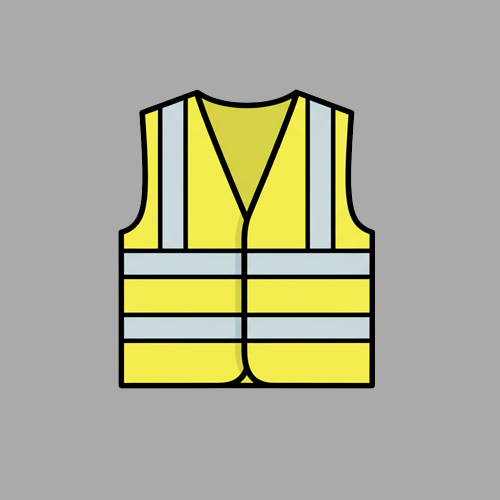 Illustration d'un gillet de sécurité réfléchissant pour la catégorie 'gestion des risques et sécurité' de l'app Fahrli, théorie permis de conduire suisse.